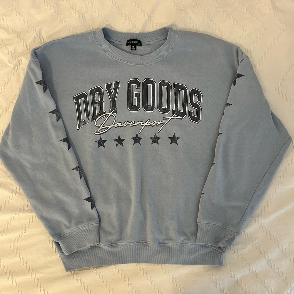 Dry Goods Womens Super Soft Sweatshirt Originality Blue Crewneck Pullover M NWOT